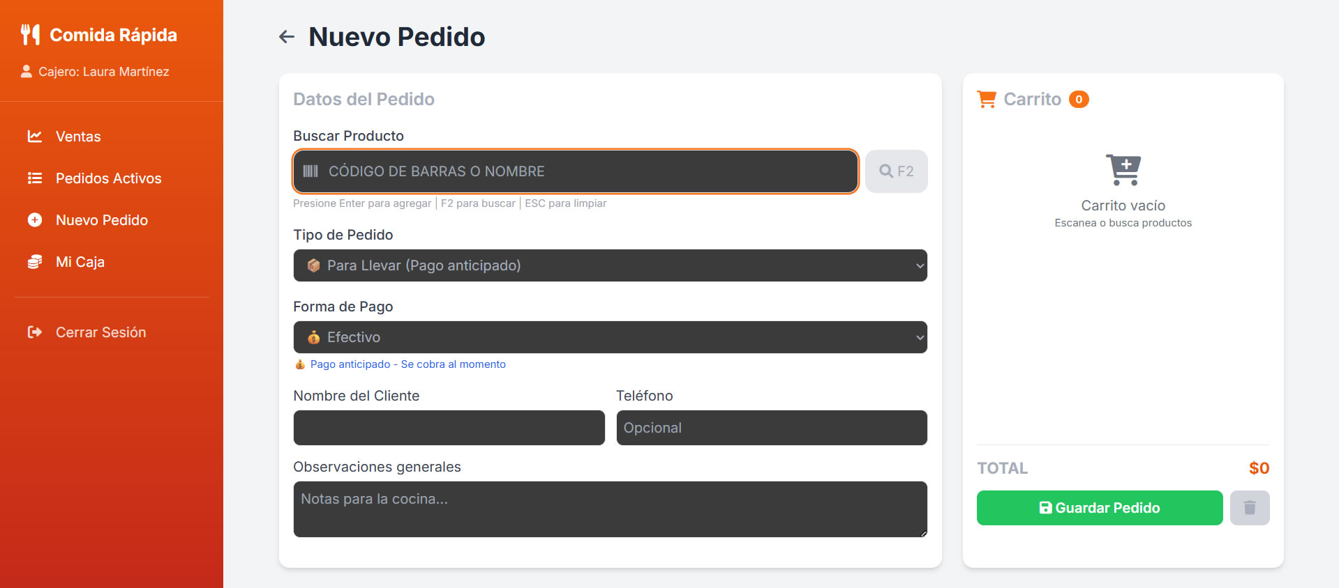 Nuevo Pedido